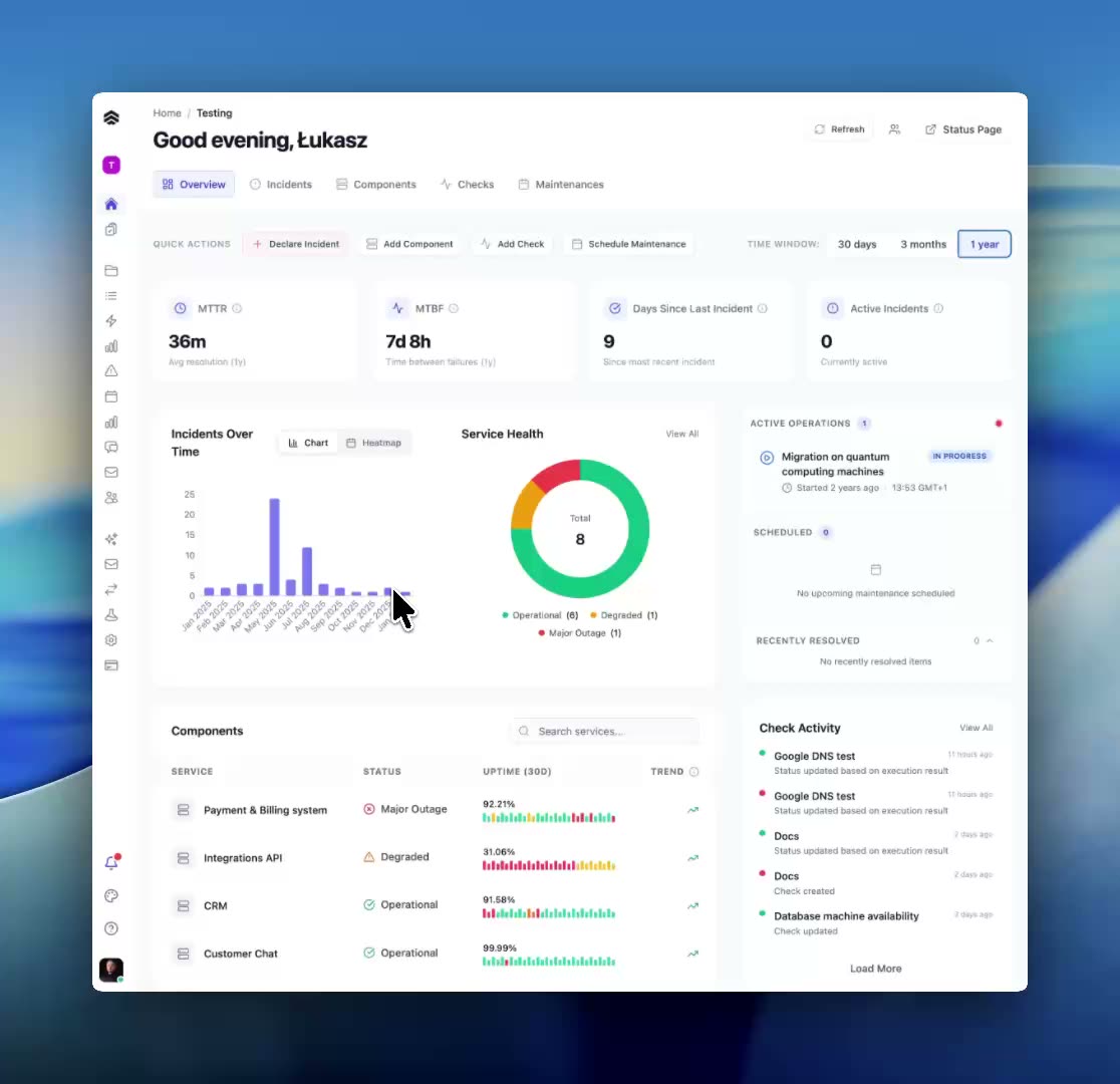 Incident declaration dashboard preview