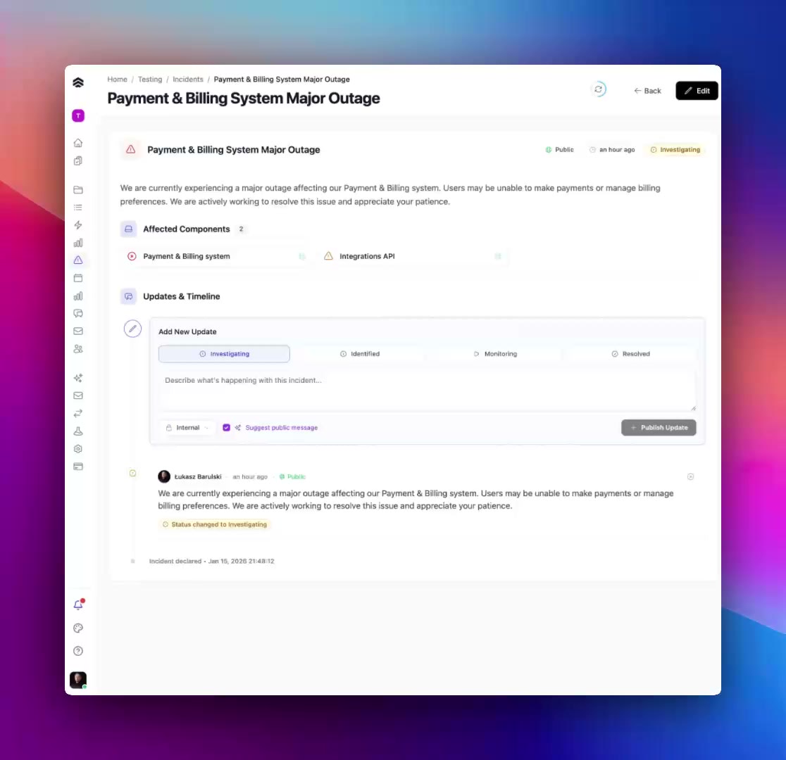 AI-powered incident updates preview
